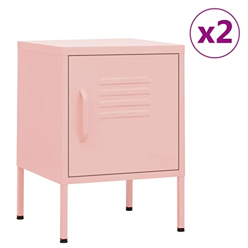 SDWEHO7 2er Set Nachttisch mit 1 verstellbaren Einlegeboden und 1 Verschluss, Nachtschrank, Lampentisch, Beistelltisch, Beistellschränke für Schlafzimmer, Rosa 35x35x51 cm Stahl SDWEHO7 2er Set Nachttisch mit 1 verstellbaren Einlegeboden und 1 Verschluss, Nachtschrank, Lampentisch, Beistelltisch, Beistellschränke für Schlafzimmer, Rosa 35x35x51 cm Stahl von SDWEHO7