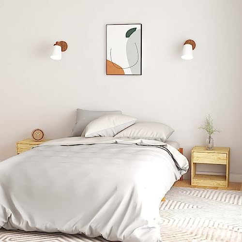 SDWEHO7 2er Set Nachttisch mit Schublade und Fach, Beistellschränke, Lampentisch, Schlafzimmer-Möbel, Beistelltisch, Nachtkommode für Boxspringbett, 40x31x40 cm Massivholz Kiefer von SDWEHO7