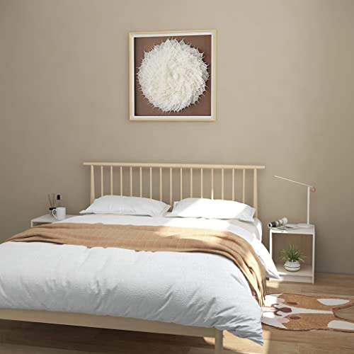 SDWEHO7 2er Set Nachttisch mit Stauraum, Lampentisch, Nachtschrank, Ablagetisch, Beistellschränke, Nachtkommode, Beistelltisch, Schlafzimmer-Möbel, Weiß 35,5x33,5x41,5 cm Massivholz Kiefer von SDWEHO7