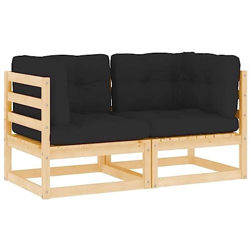 SDWEHO7 2er-Set Outdoor Ecksofas, 2-Sitzer Lounge Sofa Gartensofa Einzelsofa Terrassensofa Gartenlounge Sofa Gartenmöbel, mit Kissen Massivholz Kiefer SDWEHO7 2er-Set Outdoor Ecksofas, 2-Sitzer Lounge Sofa Gartensofa Einzelsofa Terrassensofa Gartenlounge Sofa Gartenmöbel, mit Kissen Massivholz Kiefer von SDWEHO7