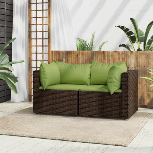 SDWEHO7 2er-Set Outdoor Ecksofas, 2-Sitzer Lounge Sofa mit Auflagen, Gartensofa Einzelsofa Terrassensofa Gartenlounge Sofa Gartenmöbel, Braun Poly Rattan SDWEHO7 2er-Set Outdoor Ecksofas, 2-Sitzer Lounge Sofa mit Auflagen, Gartensofa Einzelsofa Terrassensofa Gartenlounge Sofa Gartenmöbel, Braun Poly Rattan von SDWEHO7