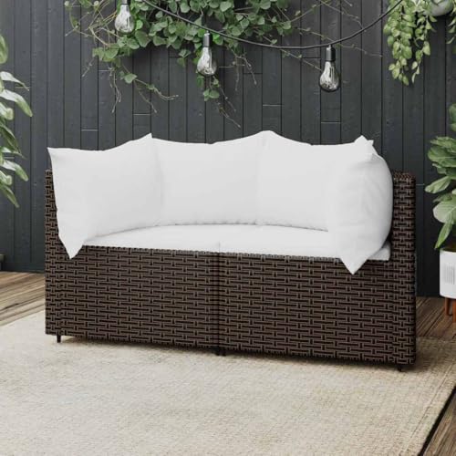 SDWEHO7 2er-Set Outdoor Ecksofas, 2-Sitzer Lounge Sofa mit Auflagen, Gartensofa Einzelsofa Terrassensofa Gartenlounge Sofa Gartenmöbel, Braun Poly Rattan SDWEHO7 2er-Set Outdoor Ecksofas, 2-Sitzer Lounge Sofa mit Auflagen, Gartensofa Einzelsofa Terrassensofa Gartenlounge Sofa Gartenmöbel, Braun Poly Rattan von SDWEHO7