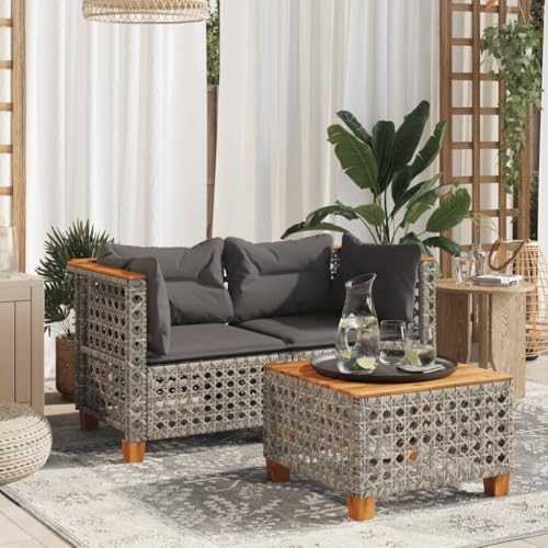 SDWEHO7 2er-Set Outdoor Ecksofas, 2-Sitzer Lounge Sofa mit Auflagen, Gartensofa Einzelsofa Terrassensofa Gartenlounge Sofa Gartenmöbel, Grau Poly Rattan SDWEHO7 2er-Set Outdoor Ecksofas, 2-Sitzer Lounge Sofa mit Auflagen, Gartensofa Einzelsofa Terrassensofa Gartenlounge Sofa Gartenmöbel, Grau Poly Rattan von SDWEHO7