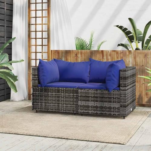 SDWEHO7 2er-Set Outdoor Ecksofas, 2-Sitzer Lounge Sofa mit Auflagen, Gartensofa Einzelsofa Terrassensofa Gartenlounge Sofa Gartenmöbel, Grau Poly Rattan SDWEHO7 2er-Set Outdoor Ecksofas, 2-Sitzer Lounge Sofa mit Auflagen, Gartensofa Einzelsofa Terrassensofa Gartenlounge Sofa Gartenmöbel, Grau Poly Rattan von SDWEHO7