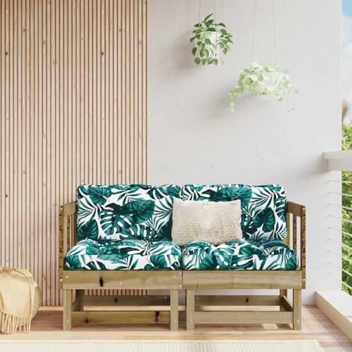 SDWEHO7 2er-Set Outdoor Ecksofas, 2-Sitzer Lounge Sofa mit Auflagen, Gartensofa Einzelsofa Terrassensofa Gartenlounge Sofa Gartenmöbel, Kiefernholz Imprägniert von SDWEHO7