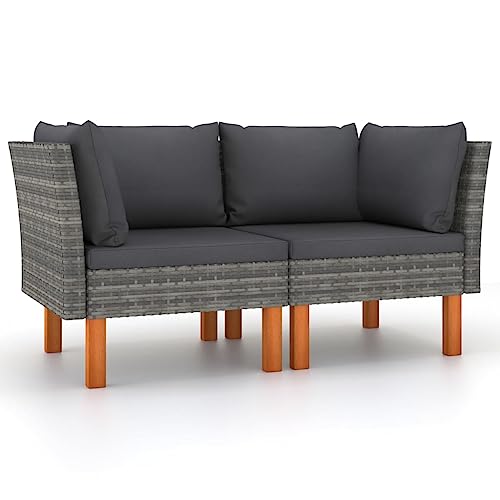 SDWEHO7 2er-Set Outdoor Ecksofas, 2-Sitzer Lounge Sofa mit Auflagen, Gartensofa Einzelsofa Terrassensofa Gartenlounge Sofa Gartenmöbel, Poly Rattan und Eukalyptus Massivholz SDWEHO7 2er-Set Outdoor Ecksofas, 2-Sitzer Lounge Sofa mit Auflagen, Gartensofa Einzelsofa Terrassensofa Gartenlounge Sofa Gartenmöbel, Poly Rattan und Eukalyptus Massivholz von SDWEHO7