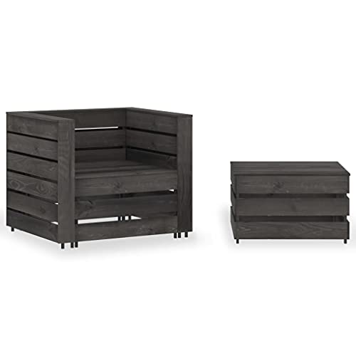 SDWEHO7 2er-Set Outdoor Sitzgruppe Balkon Lounge Möbel Outdoor Gartensofa Gartenmöbel Set Kiefernholz Grau Imprägniert SDWEHO7 2er-Set Outdoor Sitzgruppe Balkon Lounge Möbel Outdoor Gartensofa Gartenmöbel Set Kiefernholz Grau Imprägniert von SDWEHO7