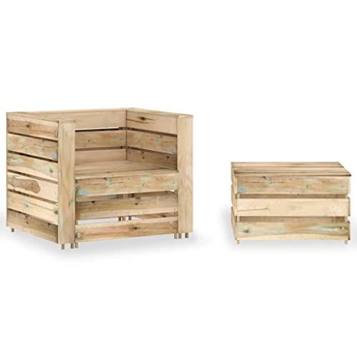 SDWEHO7 2er-Set Outdoor Sitzgruppe Balkon Lounge Möbel Outdoor Gartensofa Gartenmöbel Set aus Paletten Imprägniertes Kiefernholz von SDWEHO7