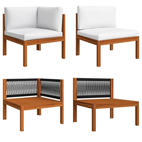 SDWEHO7 2er-Set Outdoor Sitzgruppe Balkon Lounge Möbel Outdoor Gartensofa Gartenmöbel Set mit Auflagen Akazie Massivholz von SDWEHO7