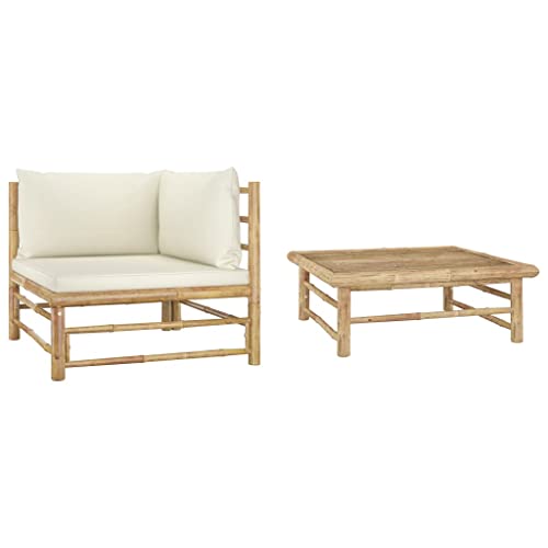SDWEHO7 2er-Set Outdoor Sitzgruppe Balkon Lounge Möbel Outdoor Gartensofa Gartenmöbel Set mit Auflagen Cremeweiß Bambus SDWEHO7 2er-Set Outdoor Sitzgruppe Balkon Lounge Möbel Outdoor Gartensofa Gartenmöbel Set mit Auflagen Cremeweiß Bambus von SDWEHO7