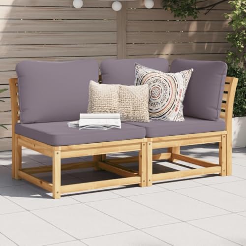 SDWEHO7 2er-Set Outdoor Sitzgruppe Balkon Lounge Möbel Outdoor Gartensofa Gartenmöbel Set mit Auflagen Massivholz Akazie von SDWEHO7