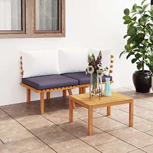 SDWEHO7 2er-Set Outdoor Sitzgruppe Balkon Lounge Möbel Outdoor Gartensofa Gartenmöbel Set mit Auflagen Massivholz Akazie von SDWEHO7