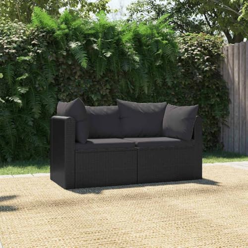 SDWEHO7 2er-Set Outdoor Sitzgruppe Balkon Lounge Möbel Outdoor Gartensofa Gartenmöbel Set mit Auflagen Poly Rattan Schwarz SDWEHO7 2er-Set Outdoor Sitzgruppe Balkon Lounge Möbel Outdoor Gartensofa Gartenmöbel Set mit Auflagen Poly Rattan Schwarz von SDWEHO7