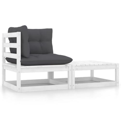 SDWEHO7 2er-Set Outdoor Sitzgruppe Balkon Lounge Möbel Outdoor Gartensofa Gartenmöbel Set mit Auflagen Weiß Kiefer Massivholz SDWEHO7 2er-Set Outdoor Sitzgruppe Balkon Lounge Möbel Outdoor Gartensofa Gartenmöbel Set mit Auflagen Weiß Kiefer Massivholz von SDWEHO7