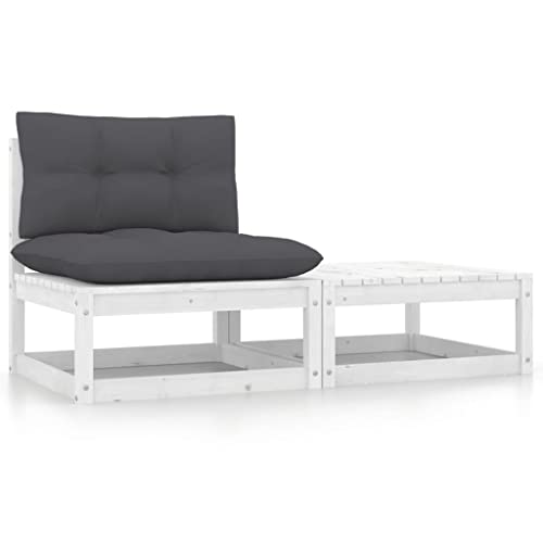 SDWEHO7 2er-Set Outdoor Sitzgruppe Balkon Lounge Möbel Outdoor Gartensofa Gartenmöbel Set mit Auflagen Weiß Kiefer Massivholz SDWEHO7 2er-Set Outdoor Sitzgruppe Balkon Lounge Möbel Outdoor Gartensofa Gartenmöbel Set mit Auflagen Weiß Kiefer Massivholz von SDWEHO7