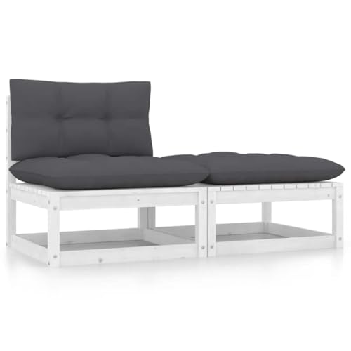 SDWEHO7 2er-Set Outdoor Sitzgruppe Balkon Lounge Möbel Outdoor Gartensofa Gartenmöbel Set mit Auflagen Weiß Kiefer Massivholz SDWEHO7 2er-Set Outdoor Sitzgruppe Balkon Lounge Möbel Outdoor Gartensofa Gartenmöbel Set mit Auflagen Weiß Kiefer Massivholz von SDWEHO7