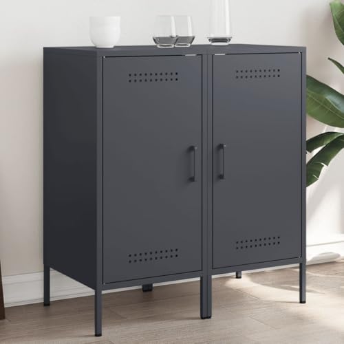 SDWEHO7 2er Set Sideboards, Beistellschrank mit 2 Fächern, Flurschrank Aufbewahrungsschrank für Schlafzimmer Wohnzimmer, Anthrazit 36x39x79 cm Stahl von SDWEHO7