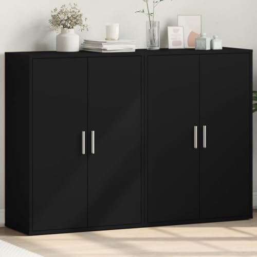 SDWEHO7 2er Set Sideboards, Beistellschrank mit Fächern, Flurschrank Aufbewahrungsschrank für Schlafzimmer Wohnzimmer, Schwarz 60x31x84 cm Holzwerkstoff SDWEHO7 2er Set Sideboards, Beistellschrank mit Fächern, Flurschrank Aufbewahrungsschrank für Schlafzimmer Wohnzimmer, Schwarz 60x31x84 cm Holzwerkstoff von SDWEHO7