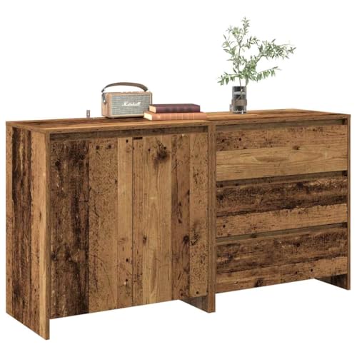 SDWEHO7 2er Set Sideboards, Beistellschrank mit Schubladen und Fächern, Flurschrank Aufbewahrungsschrank für Schlafzimmer Wohnzimmer, Altholz-Optik Holzwerkstoff SDWEHO7 2er Set Sideboards, Beistellschrank mit Schubladen und Fächern, Flurschrank Aufbewahrungsschrank für Schlafzimmer Wohnzimmer, Altholz-Optik Holzwerkstoff von SDWEHO7