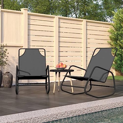 SDWEHO7 2er Set Sonnenliegen, Garten Liegestuhl Relaxliege Gartenliege Sonnenliege Gartenstuhl Schwungliege Schaukelsessel Relaxsessel, Grau Stahl und Textilene von SDWEHO7
