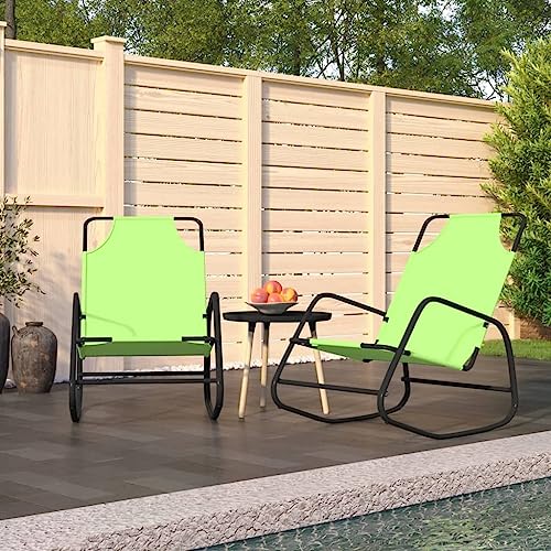 SDWEHO7 2er Set Sonnenliegen, Garten Liegestuhl Relaxliege Gartenliege Sonnenliege Gartenstuhl Schwungliege Schaukelsessel Relaxsessel, Grün Stahl und Textilene von SDWEHO7