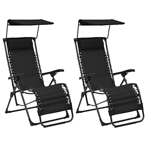 SDWEHO7 2er Set Sonnenliegen, klappbarer Liegestühle, Liege mit Verstellbarer Rückenlehne, Strandliege für Garten Pool Terrasse, Textilene Schwarz von SDWEHO7
