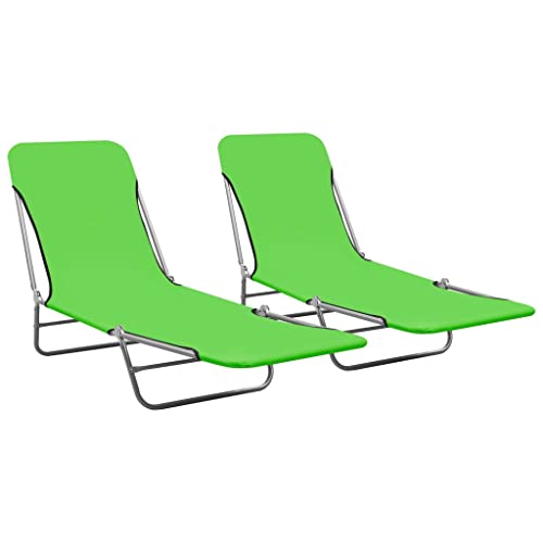 SDWEHO7 2er Set Sonnenliegen klappbar, klappbarer Liegestuhl, Liege mit Verstellbarer Rückenlehne, Strandliege für Garten Pool Terrasse, Stahl und Stoff Grün von SDWEHO7