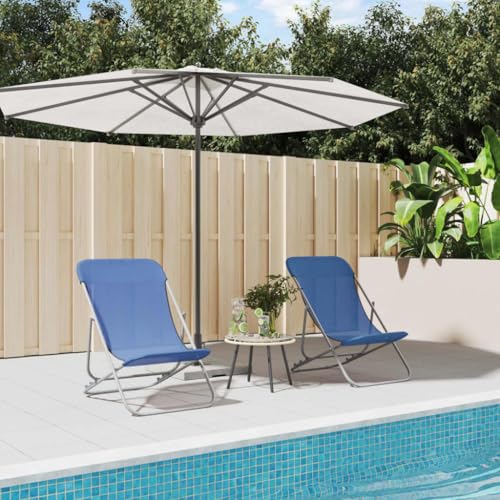 SDWEHO7 2er Set Sonnenliegen klappbar, klappbarer Liegestuhl, Strandliege für Garten Pool Terrasse, Blau Textilene & Pulverbeschichteter Stahl von SDWEHO7