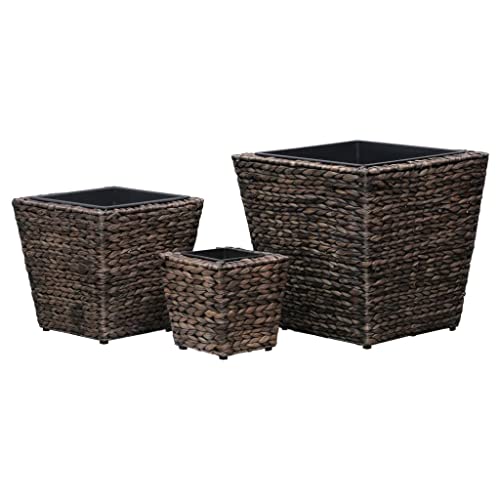 SDWEHO7 3er Set Blumentöpfe, Garten Blumenkübel Übertöpfe Pflanzkübel Pflanzkasten Pflanzbeet Blumenbeet Blumenkasten Pflanzentopf, Wasserhyazinthe Braun von SDWEHO7