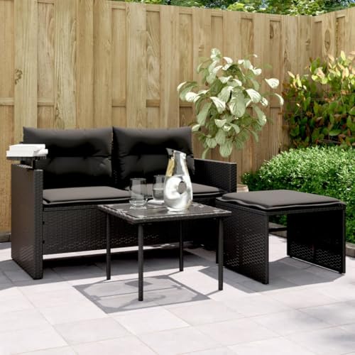 SDWEHO7 3er-Set Gartenmöbel, Outdoor Sitzgruppe mit Auflagen & Tisch, Balkonmöbel Balkonset Terrassenmöbel Garten Lounge Set, Schwarz Poly Rattan SDWEHO7 3er-Set Gartenmöbel, Outdoor Sitzgruppe mit Auflagen & Tisch, Balkonmöbel Balkonset Terrassenmöbel Garten Lounge Set, Schwarz Poly Rattan von SDWEHO7