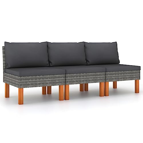 SDWEHO7 3er-Set Gartensofa, 3-Sitzer Lounge Sofa Outdoor Gartenmöbel Mittelsofa Terrassensofa Gartenbank Gartenlounge Sofa, Poly Rattan und Eukalyptus Massivholz SDWEHO7 3er-Set Gartensofa, 3-Sitzer Lounge Sofa Outdoor Gartenmöbel Mittelsofa Terrassensofa Gartenbank Gartenlounge Sofa, Poly Rattan und Eukalyptus Massivholz von SDWEHO7