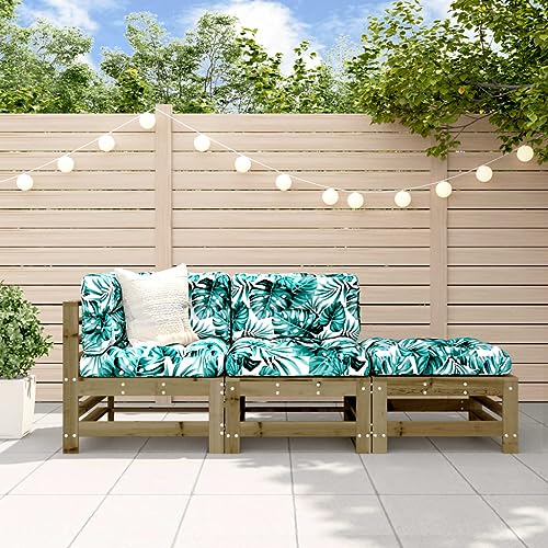 SDWEHO7 3er-Set Outdoor Sitzgruppe Balkon Lounge Möbel Outdoor Gartensofa Gartenmöbel Set, Kiefernholz Imprägniert von SDWEHO7