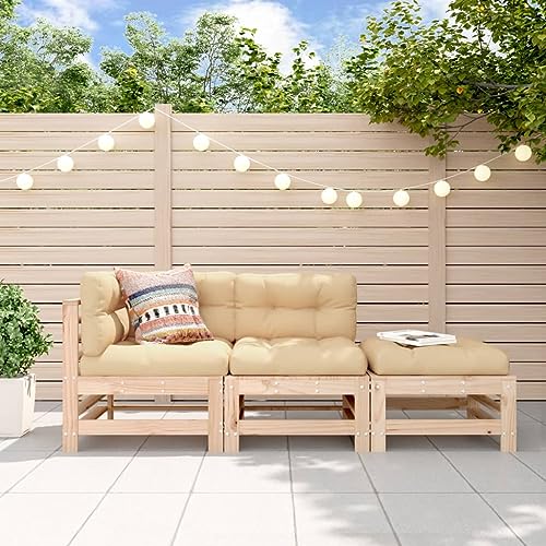 SDWEHO7 3er-Set Outdoor Sitzgruppe Balkon Lounge Möbel Outdoor Gartensofa Gartenmöbel Set, Massivholz Kiefer von SDWEHO7