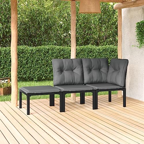 SDWEHO7 3er-Set Outdoor Sitzgruppe Balkon Lounge Möbel Outdoor Gartensofa Gartenmöbel Set, Schwarz und Grau Poly Rattan SDWEHO7 3er-Set Outdoor Sitzgruppe Balkon Lounge Möbel Outdoor Gartensofa Gartenmöbel Set, Schwarz und Grau Poly Rattan von SDWEHO7