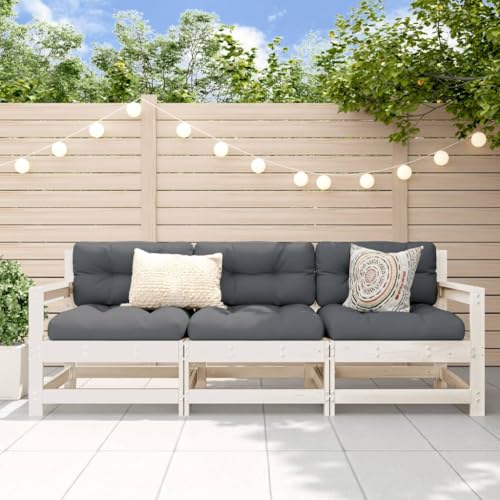SDWEHO7 3er-Set Outdoor Sitzgruppe Balkon Lounge Möbel Outdoor Gartensofa Gartenmöbel Set, Weiß Massivholz Kiefer SDWEHO7 3er-Set Outdoor Sitzgruppe Balkon Lounge Möbel Outdoor Gartensofa Gartenmöbel Set, Weiß Massivholz Kiefer von SDWEHO7