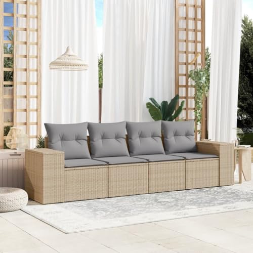 SDWEHO7 4er-Set Gartenmöbel, Outdoor Sitzgruppe Balkonmöbel Balkonset Terrassenmöbel Garten Lounge Set mit Auflagen, Beige Poly Rattan SDWEHO7 4er-Set Gartenmöbel, Outdoor Sitzgruppe Balkonmöbel Balkonset Terrassenmöbel Garten Lounge Set mit Auflagen, Beige Poly Rattan von SDWEHO7