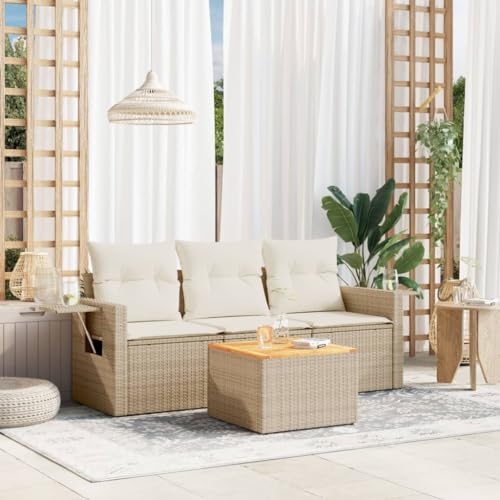 SDWEHO7 4er-Set Gartenmöbel, Outdoor Sitzgruppe Balkonmöbel Balkonset Terrassenmöbel Garten Lounge Set mit Auflagen, Beige Poly Rattan SDWEHO7 4er-Set Gartenmöbel, Outdoor Sitzgruppe Balkonmöbel Balkonset Terrassenmöbel Garten Lounge Set mit Auflagen, Beige Poly Rattan von SDWEHO7