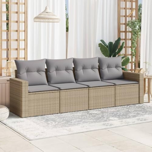 SDWEHO7 4er-Set Gartenmöbel, Outdoor Sitzgruppe Balkonmöbel Balkonset Terrassenmöbel Garten Lounge Set mit Auflagen, Beige Poly Rattan SDWEHO7 4er-Set Gartenmöbel, Outdoor Sitzgruppe Balkonmöbel Balkonset Terrassenmöbel Garten Lounge Set mit Auflagen, Beige Poly Rattan von SDWEHO7