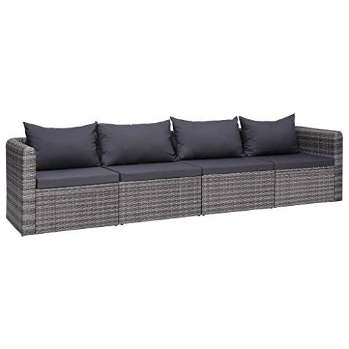 SDWEHO7 4er-Set Gartenmöbel, Outdoor Sitzgruppe mit Auflagen, Balkonmöbel Balkonset Terrassenmöbel Garten Lounge Set, Grau Poly Rattan SDWEHO7 4er-Set Gartenmöbel, Outdoor Sitzgruppe mit Auflagen, Balkonmöbel Balkonset Terrassenmöbel Garten Lounge Set, Grau Poly Rattan von SDWEHO7