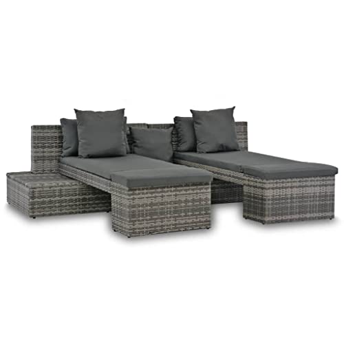 SDWEHO7 4er-Set Gartenmöbel, Outdoor Sitzgruppe mit Auflagen, Balkonmöbel Balkonset Terrassenmöbel Garten Lounge Set, Grau Poly Rattan SDWEHO7 4er-Set Gartenmöbel, Outdoor Sitzgruppe mit Auflagen, Balkonmöbel Balkonset Terrassenmöbel Garten Lounge Set, Grau Poly Rattan von SDWEHO7