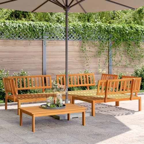 SDWEHO7 4er-Set Gartenmöbel, Outdoor Sitzgruppe mit Tisch, Balkonmöbel Balkonset Terrassenmöbel Garten Lounge Set, Massivholz Akazie von SDWEHO7