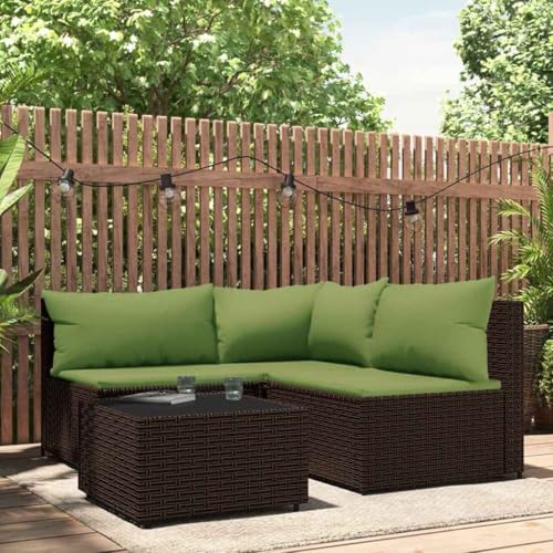 SDWEHO7 4er-Set Gartenmöbel, Outdoor Sitzgruppe mit Tisch & Auflagen, Balkonmöbel Balkonset Terrassenmöbel Garten Lounge Set, Braun Poly Rattan SDWEHO7 4er-Set Gartenmöbel, Outdoor Sitzgruppe mit Tisch & Auflagen, Balkonmöbel Balkonset Terrassenmöbel Garten Lounge Set, Braun Poly Rattan von SDWEHO7