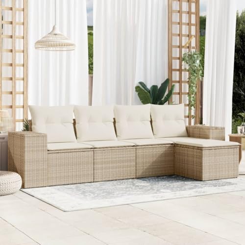 SDWEHO7 5er-Set Gartenmöbel, Outdoor Sitzgruppe Balkonmöbel Balkonset Terrassenmöbel Garten Lounge Set mit Auflagen, Beige Poly Rattan SDWEHO7 5er-Set Gartenmöbel, Outdoor Sitzgruppe Balkonmöbel Balkonset Terrassenmöbel Garten Lounge Set mit Auflagen, Beige Poly Rattan von SDWEHO7