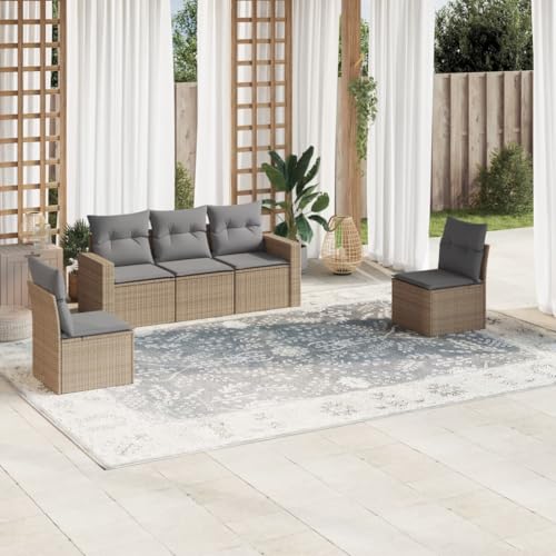 SDWEHO7 5er-Set Gartenmöbel, Outdoor Sitzgruppe Balkonmöbel Balkonset Terrassenmöbel Garten Lounge Set mit Auflagen, Beige Poly Rattan SDWEHO7 5er-Set Gartenmöbel, Outdoor Sitzgruppe Balkonmöbel Balkonset Terrassenmöbel Garten Lounge Set mit Auflagen, Beige Poly Rattan von SDWEHO7