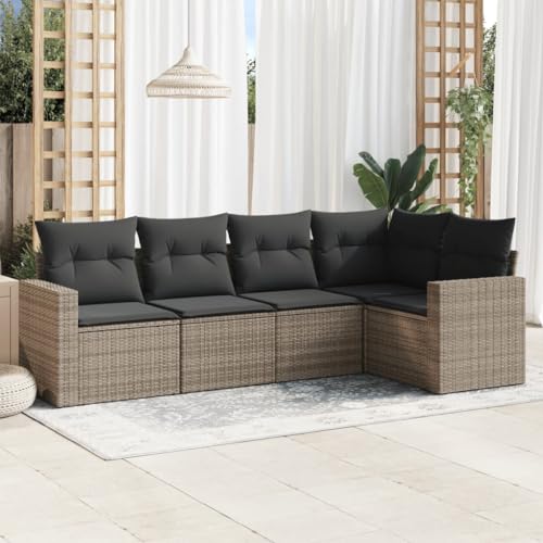 SDWEHO7 5er-Set Gartenmöbel, Outdoor Sitzgruppe Balkonmöbel Balkonset Terrassenmöbel Garten Lounge Set mit Auflagen, Grau Poly Rattan SDWEHO7 5er-Set Gartenmöbel, Outdoor Sitzgruppe Balkonmöbel Balkonset Terrassenmöbel Garten Lounge Set mit Auflagen, Grau Poly Rattan von SDWEHO7