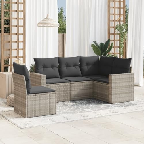 SDWEHO7 5er-Set Gartenmöbel, Outdoor Sitzgruppe Balkonmöbel Balkonset Terrassenmöbel Garten Lounge Set mit Auflagen, Hellgrau Poly Rattan SDWEHO7 5er-Set Gartenmöbel, Outdoor Sitzgruppe Balkonmöbel Balkonset Terrassenmöbel Garten Lounge Set mit Auflagen, Hellgrau Poly Rattan von SDWEHO7