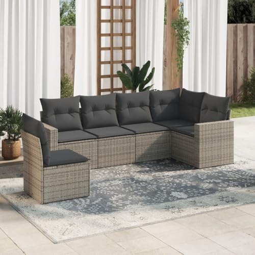 SDWEHO7 6er-Set Gartenmöbel, Outdoor Sitzgruppe mit Auflagen, Balkonmöbel Balkonset Terrassenmöbel Garten Lounge Set Grau Poly Rattan SDWEHO7 6er-Set Gartenmöbel, Outdoor Sitzgruppe mit Auflagen, Balkonmöbel Balkonset Terrassenmöbel Garten Lounge Set Grau Poly Rattan von SDWEHO7