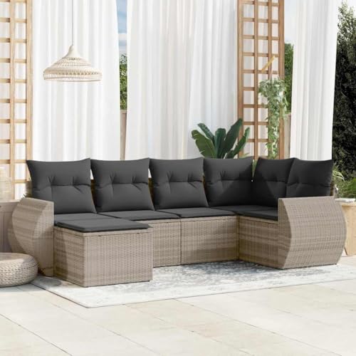 SDWEHO7 6er-Set Gartenmöbel, Outdoor Sitzgruppe mit Auflagen, Balkonmöbel Balkonset Terrassenmöbel Garten Lounge Set Hellgrau Poly Rattan SDWEHO7 6er-Set Gartenmöbel, Outdoor Sitzgruppe mit Auflagen, Balkonmöbel Balkonset Terrassenmöbel Garten Lounge Set Hellgrau Poly Rattan von SDWEHO7