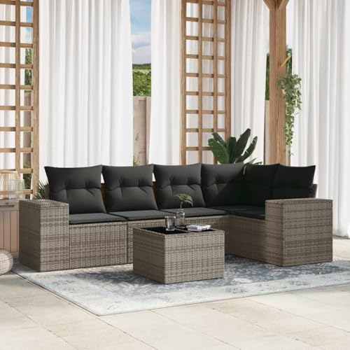 SDWEHO7 6er-Set Gartenmöbel, Outdoor Sitzgruppe mit Auflagen & Gartentisch, Balkonmöbel Balkonset Terrassenmöbel Garten Lounge Set Grau Poly Rattan SDWEHO7 6er-Set Gartenmöbel, Outdoor Sitzgruppe mit Auflagen & Gartentisch, Balkonmöbel Balkonset Terrassenmöbel Garten Lounge Set Grau Poly Rattan von SDWEHO7
