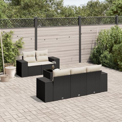 SDWEHO7 6er-Set Gartenmöbel, Outdoor Sitzgruppe mit Auflagen & Gartentisch, Balkonmöbel Balkonset Terrassenmöbel Garten Lounge Set Schwarz Poly Rattan SDWEHO7 6er-Set Gartenmöbel, Outdoor Sitzgruppe mit Auflagen & Gartentisch, Balkonmöbel Balkonset Terrassenmöbel Garten Lounge Set Schwarz Poly Rattan von SDWEHO7